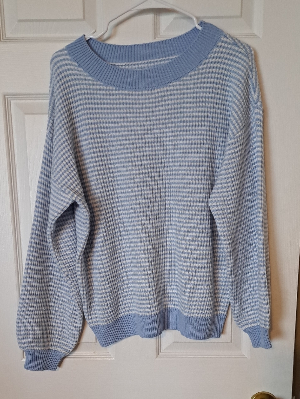 Smash + Tess Pale Blue Houndstooth Crewneck Sweater